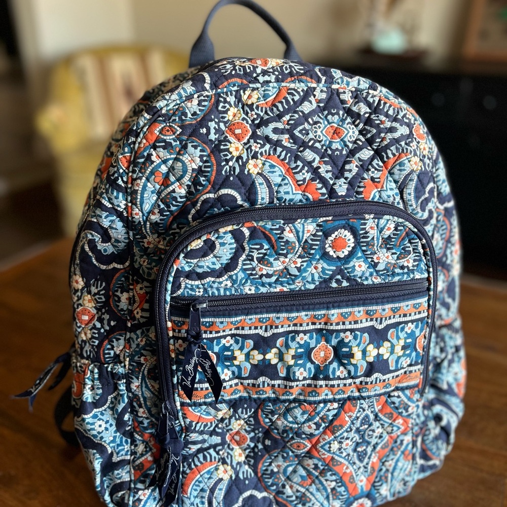 Vera Bradley Blue and Orange Quilted Backpack